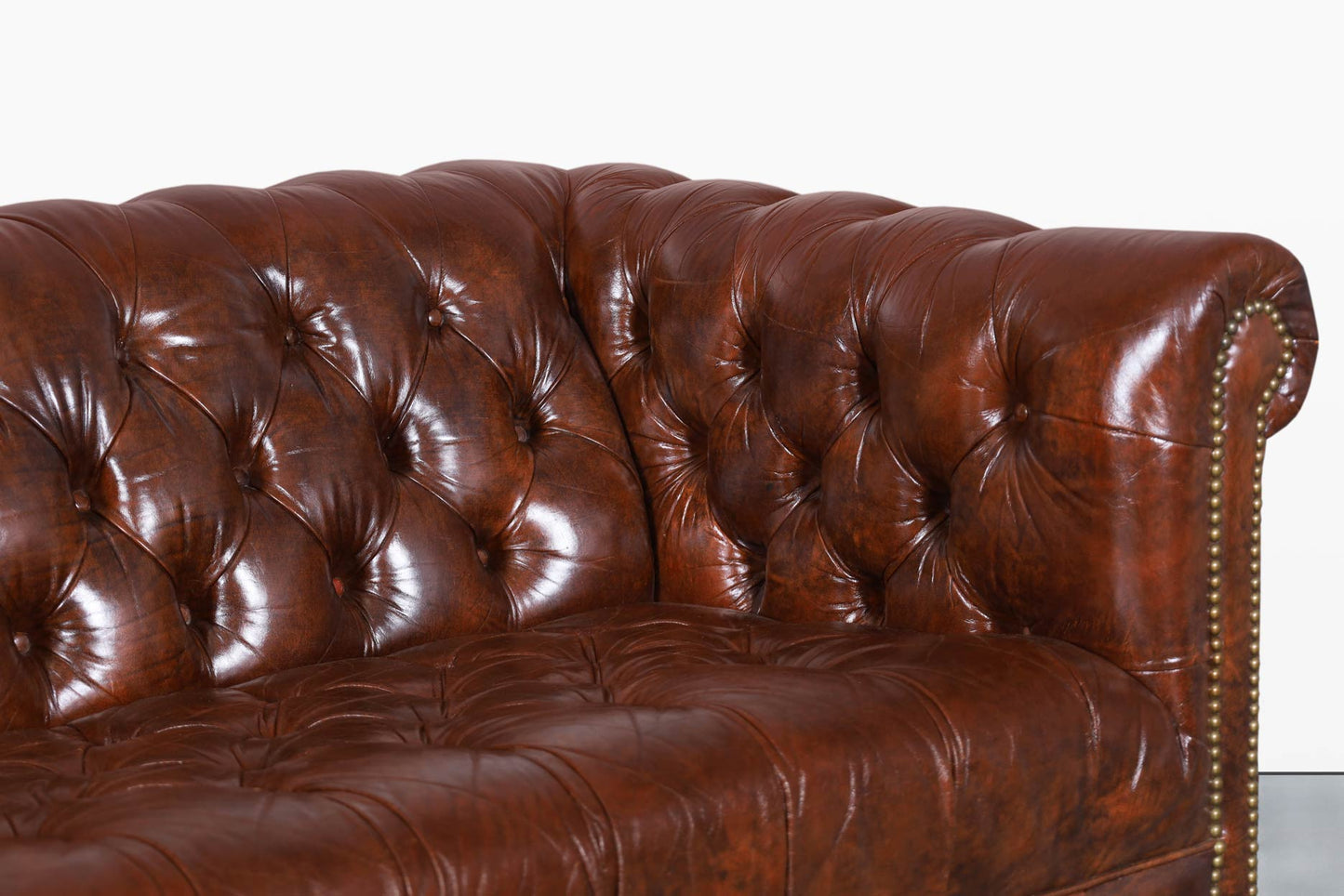 Vintage Brown Leather Chesterfield Sofa