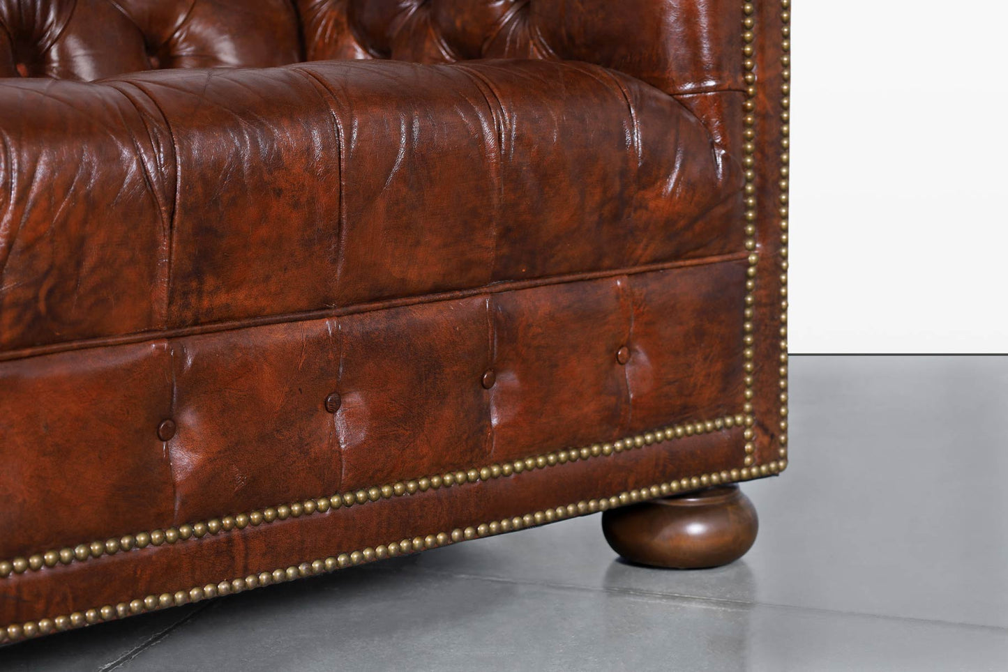 Vintage Brown Leather Chesterfield Sofa