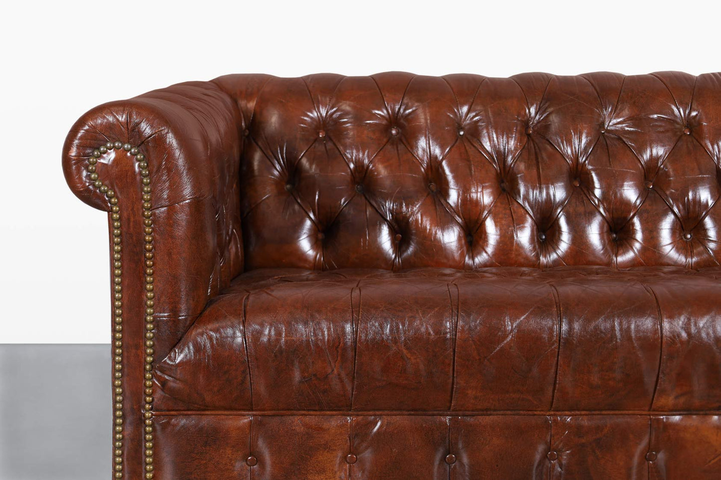 Vintage Brown Leather Chesterfield Sofa