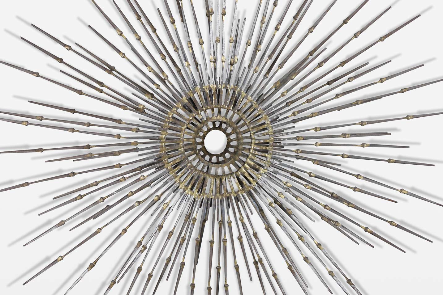 Vintage Brutalist “Starburst” Metal Wall Sculpture by A. Duerst, Signed