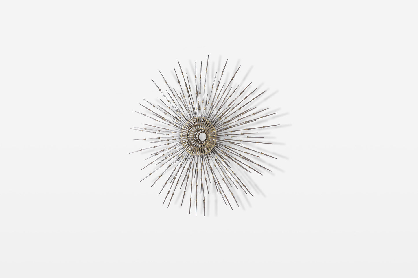 Vintage Brutalist “Starburst” Metal Wall Sculpture by A. Duerst, Signed