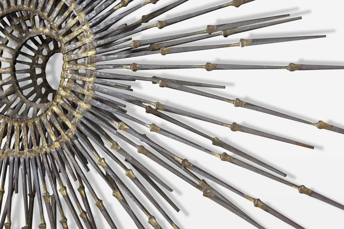 Vintage Brutalist “Starburst” Metal Wall Sculpture by A. Duerst, Signed