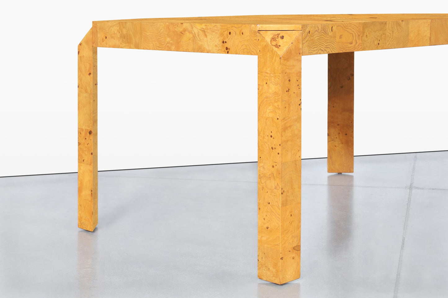 Vintage Burl Wood Parsons Dining Table