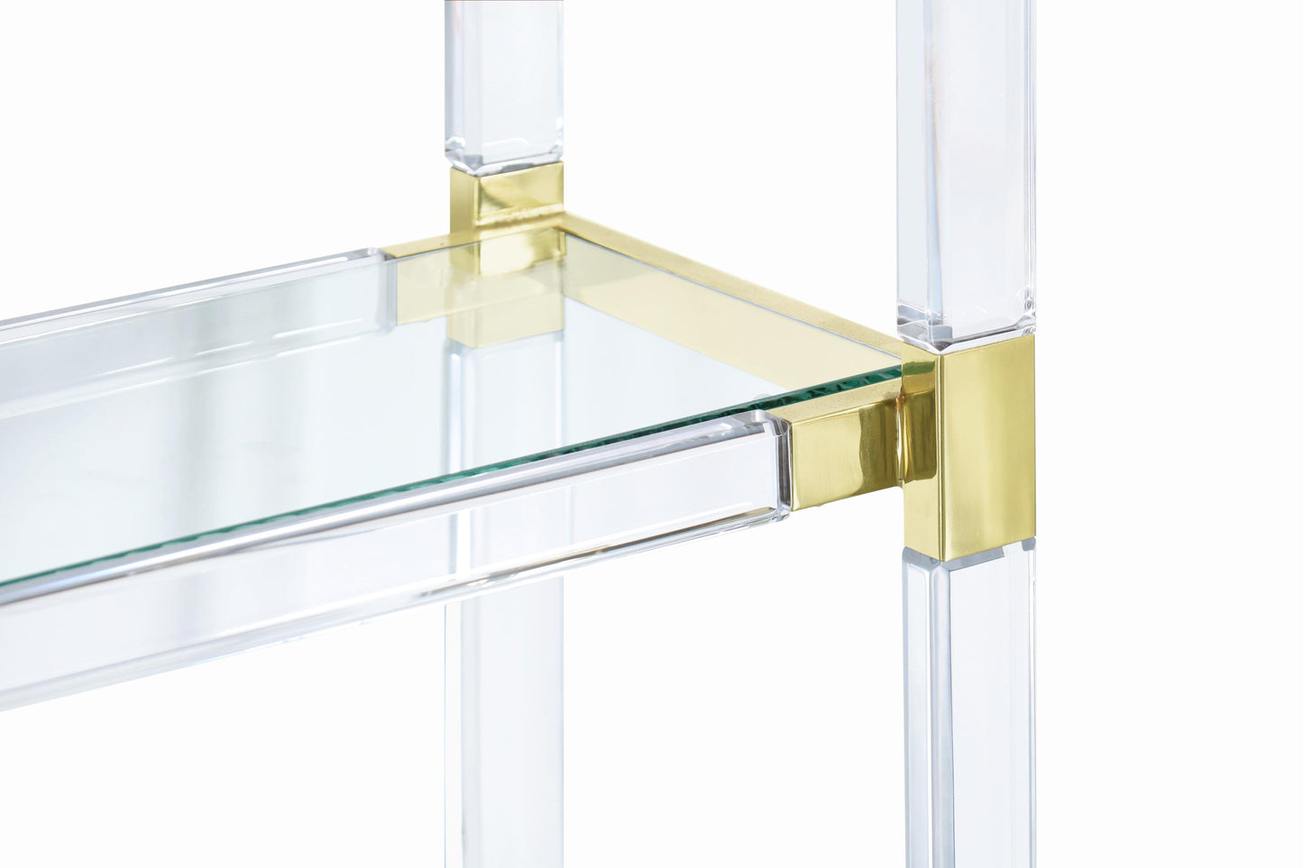 Vintage Custom Shelving Unit in Lucite and Brass by Charles Hollis Jones