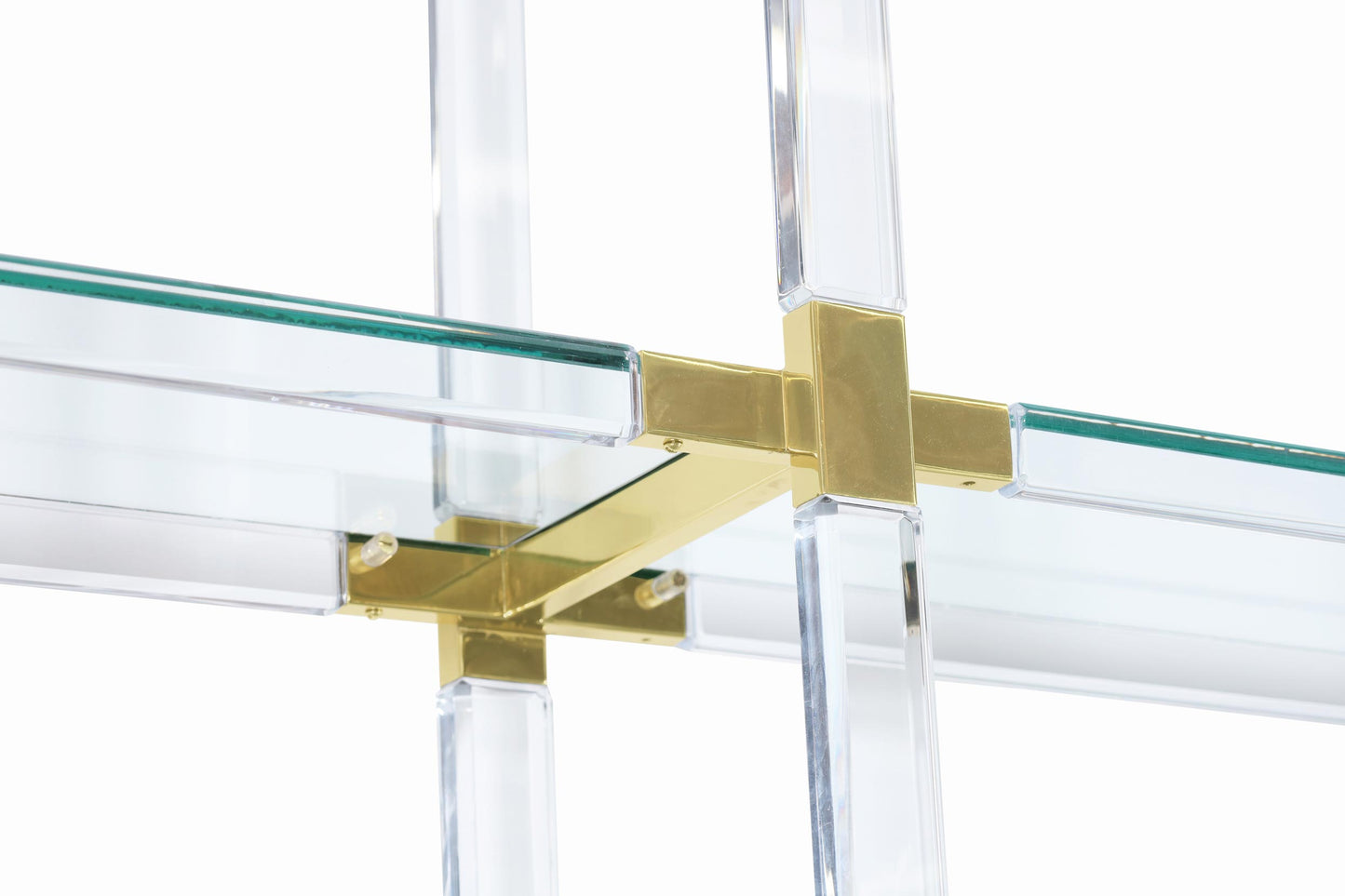 Vintage Custom Shelving Unit in Lucite and Brass by Charles Hollis Jones