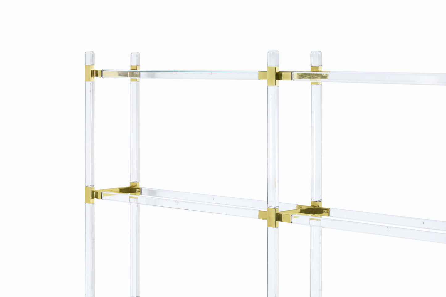 Vintage Custom Shelving Unit in Lucite and Brass by Charles Hollis Jones