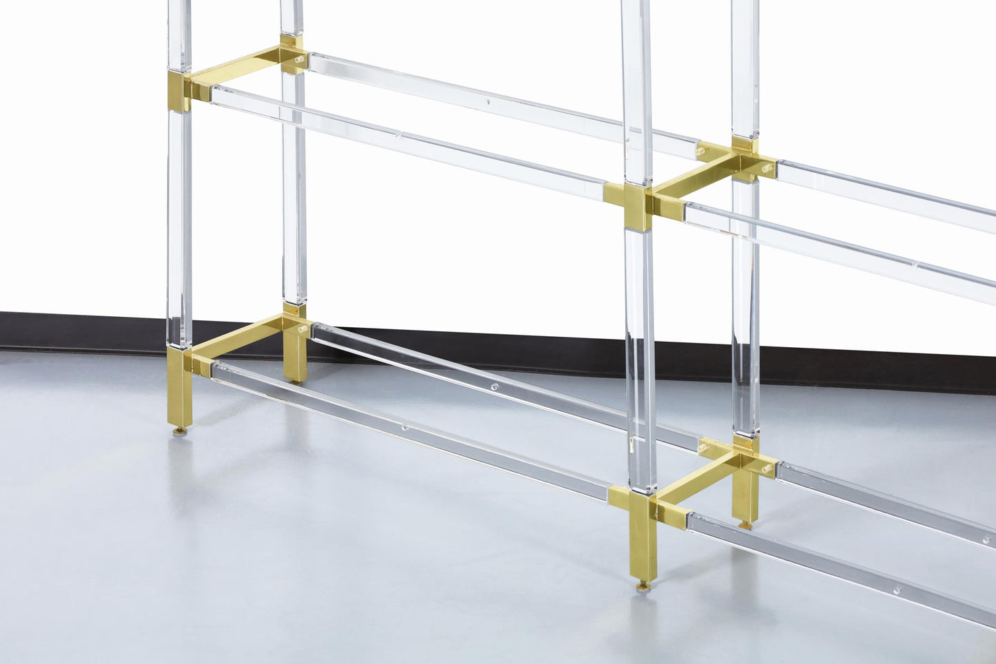 Vintage Custom Shelving Unit in Lucite and Brass by Charles Hollis Jones