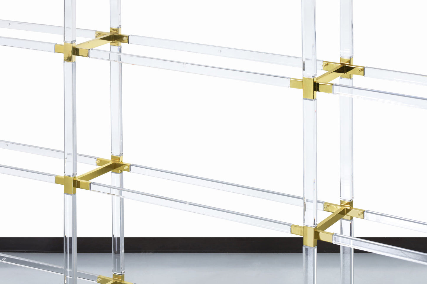 Vintage Custom Shelving Unit in Lucite and Brass by Charles Hollis Jones