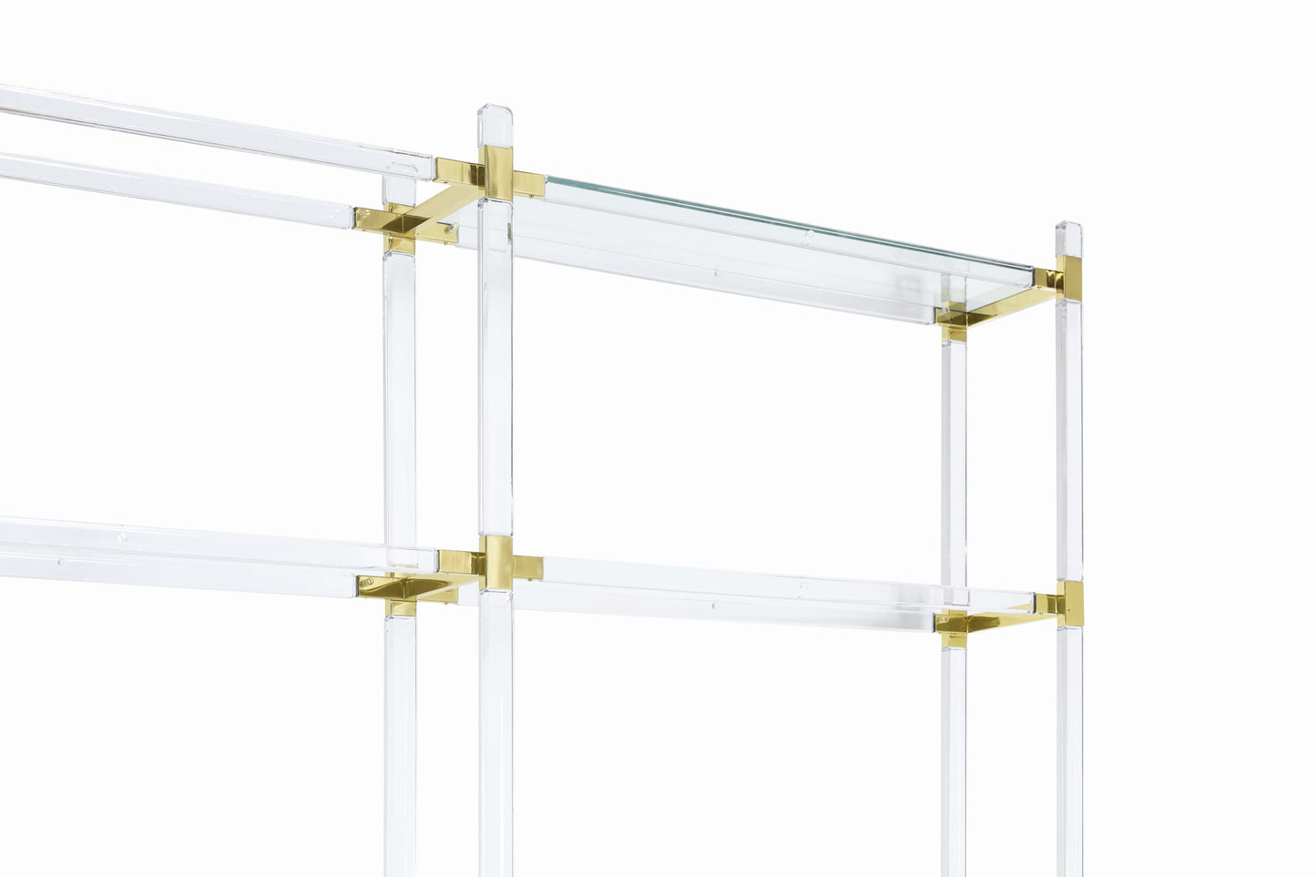 Vintage Custom Shelving Unit in Lucite and Brass by Charles Hollis Jones