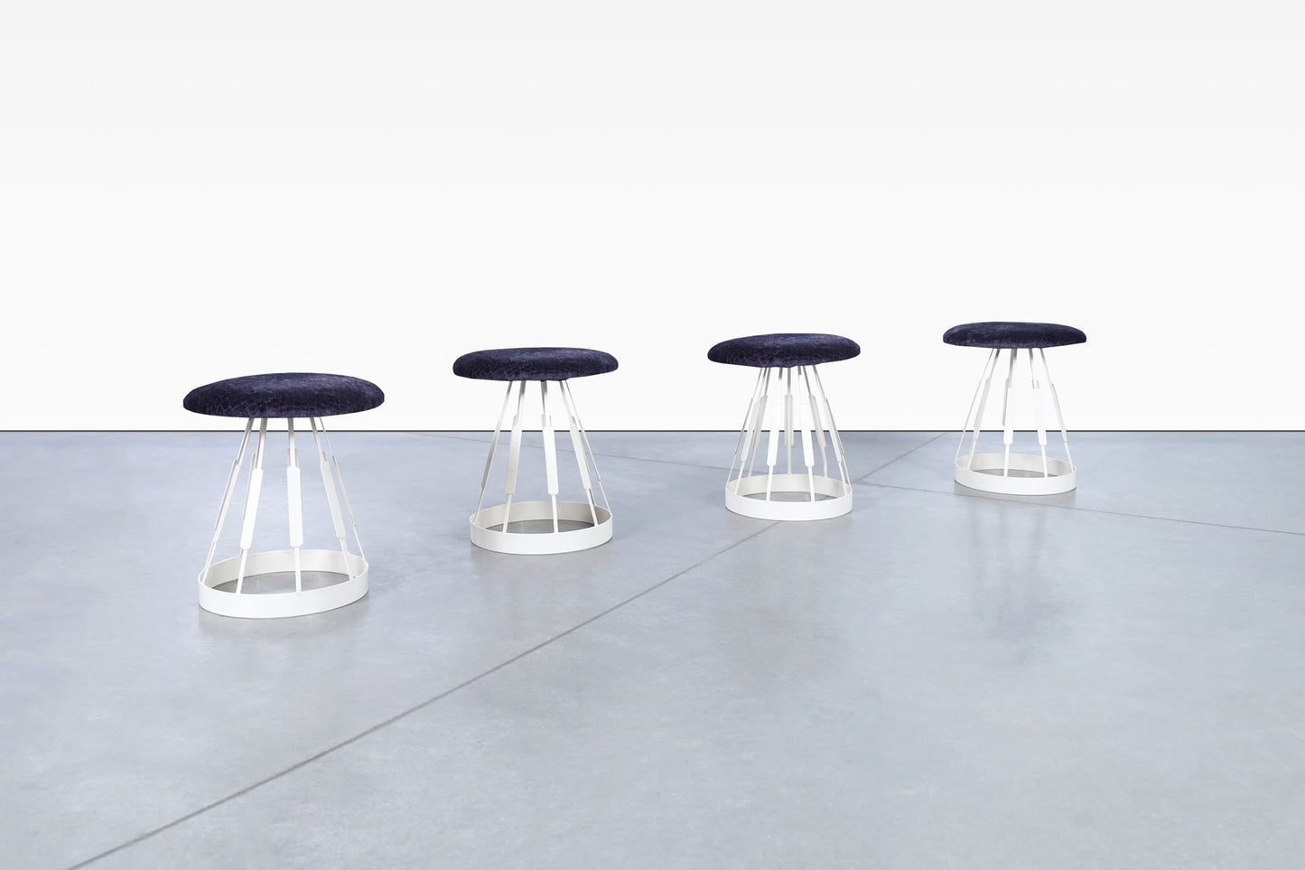 Vintage Enameled Iron Stools by Arthur Umanoff for Shaver-Howard Inc.