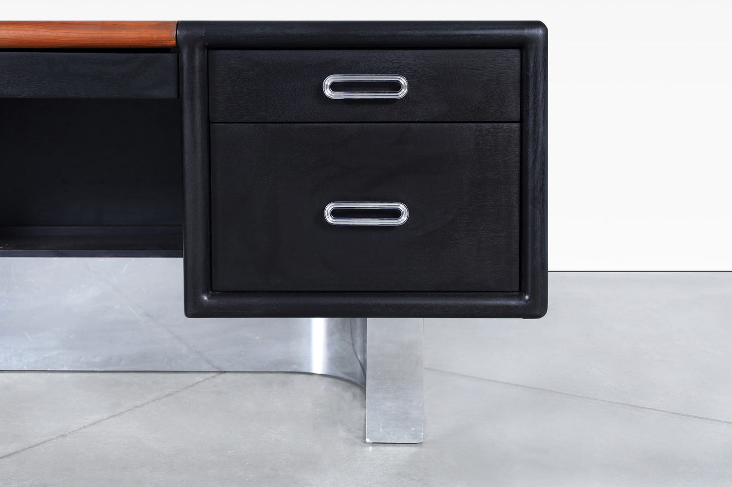 Vintage Executive Ebonized and Chrome Desk
