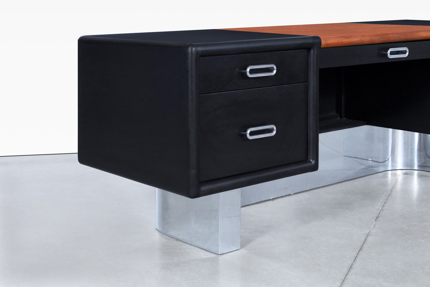 Vintage Executive Ebonized and Chrome Desk