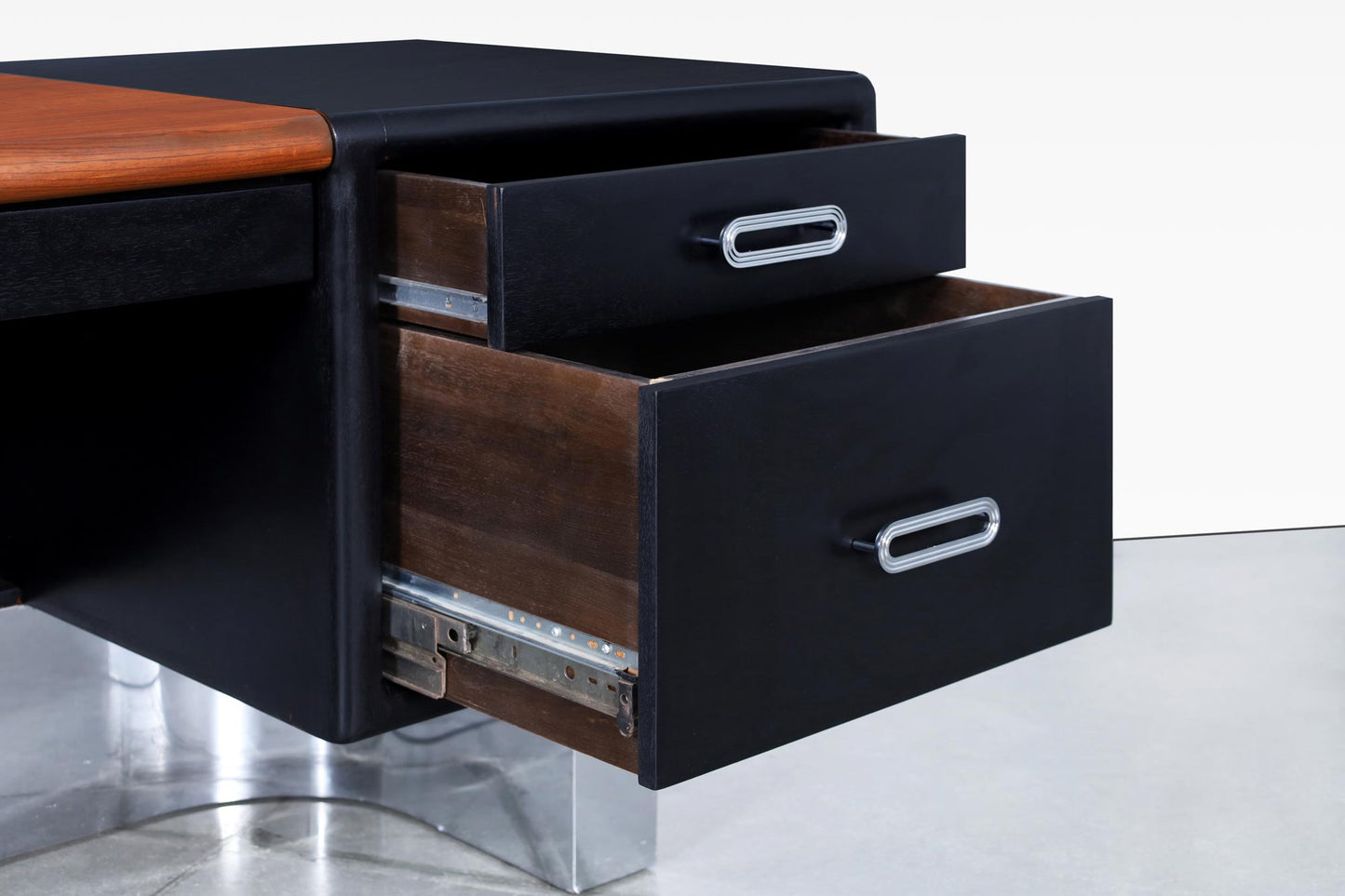 Vintage Executive Ebonized and Chrome Desk