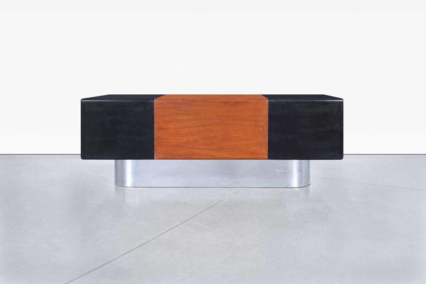 Vintage Executive Ebonized and Chrome Desk