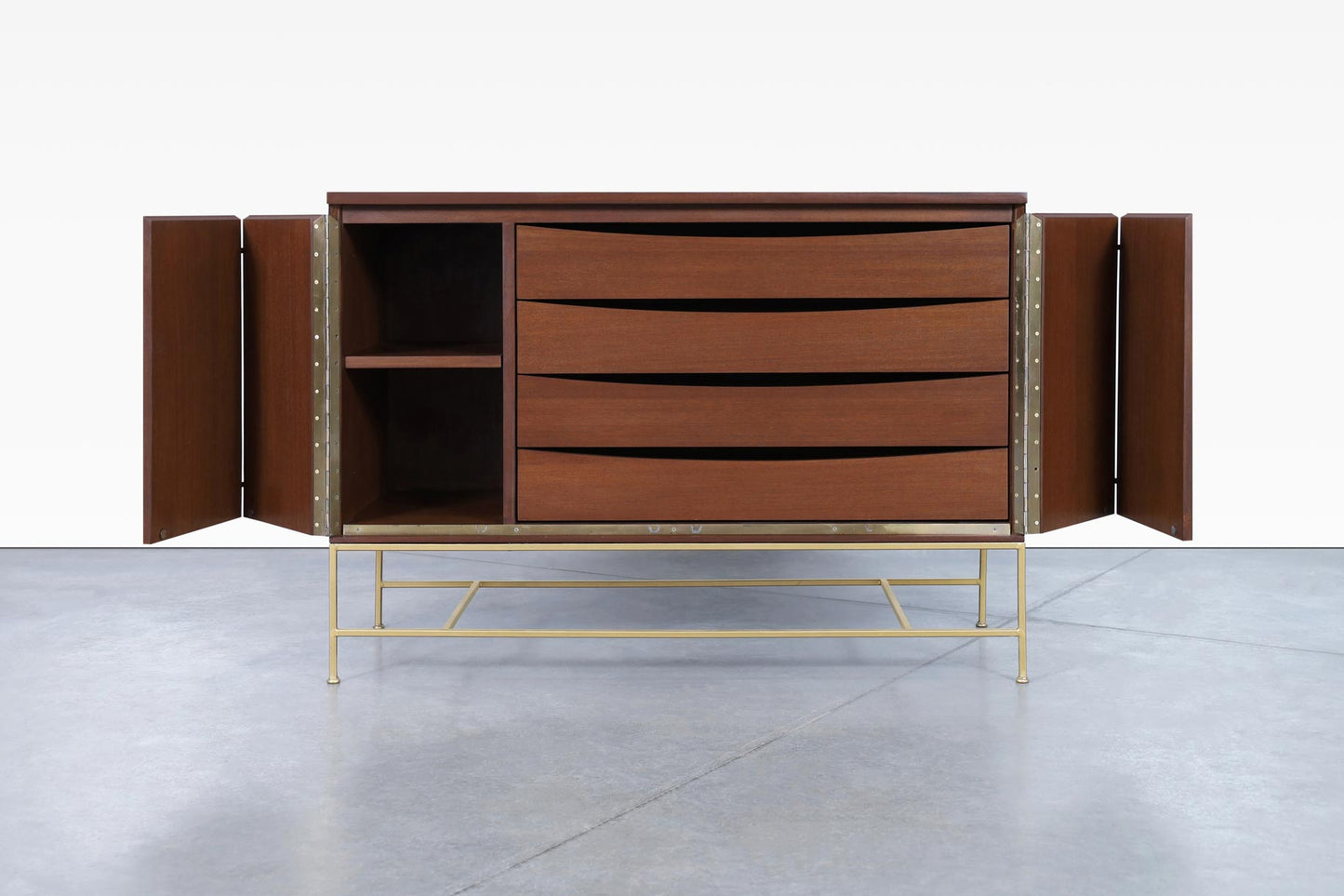 Vintage "Irwin Collection" Mahogany and Brass Credenza by Paul McCobb