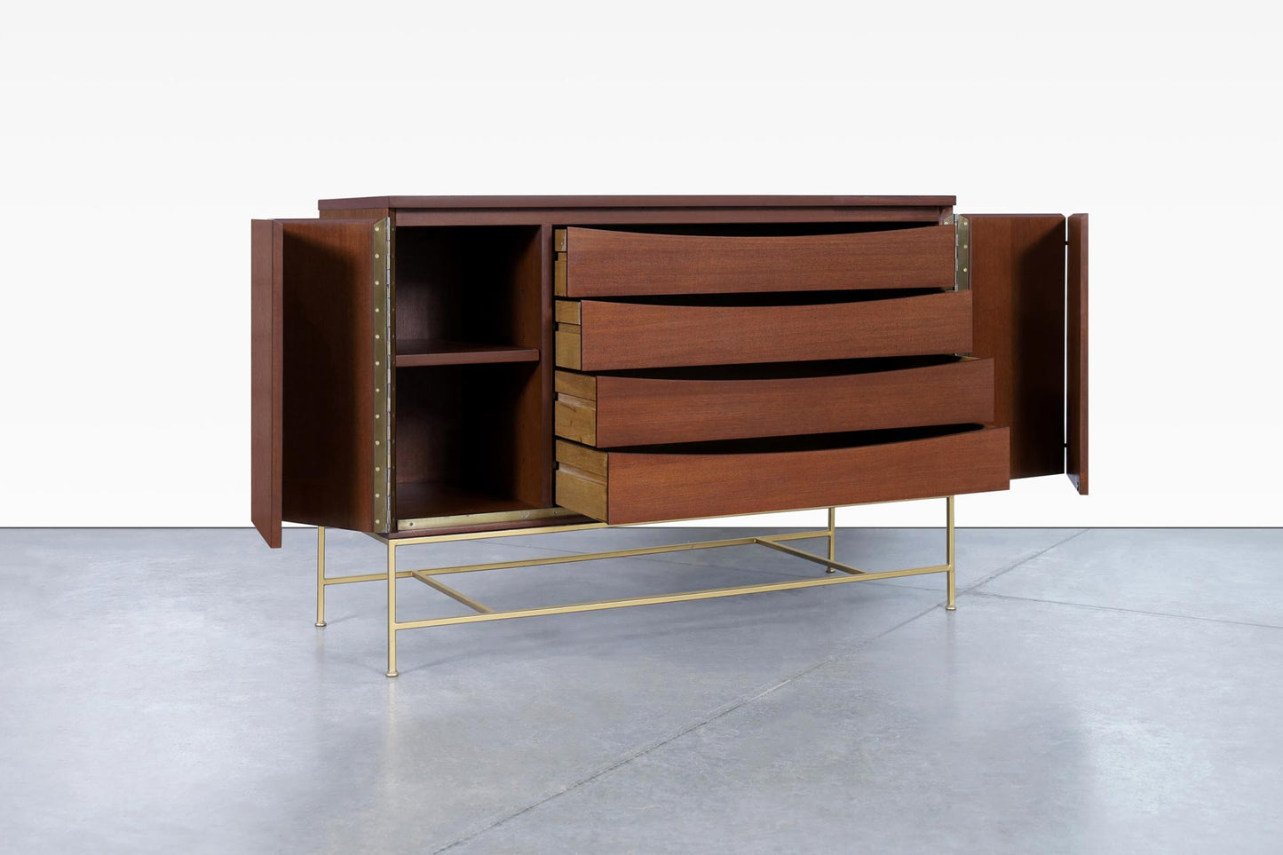 Vintage "Irwin Collection" Mahogany and Brass Credenza by Paul McCobb