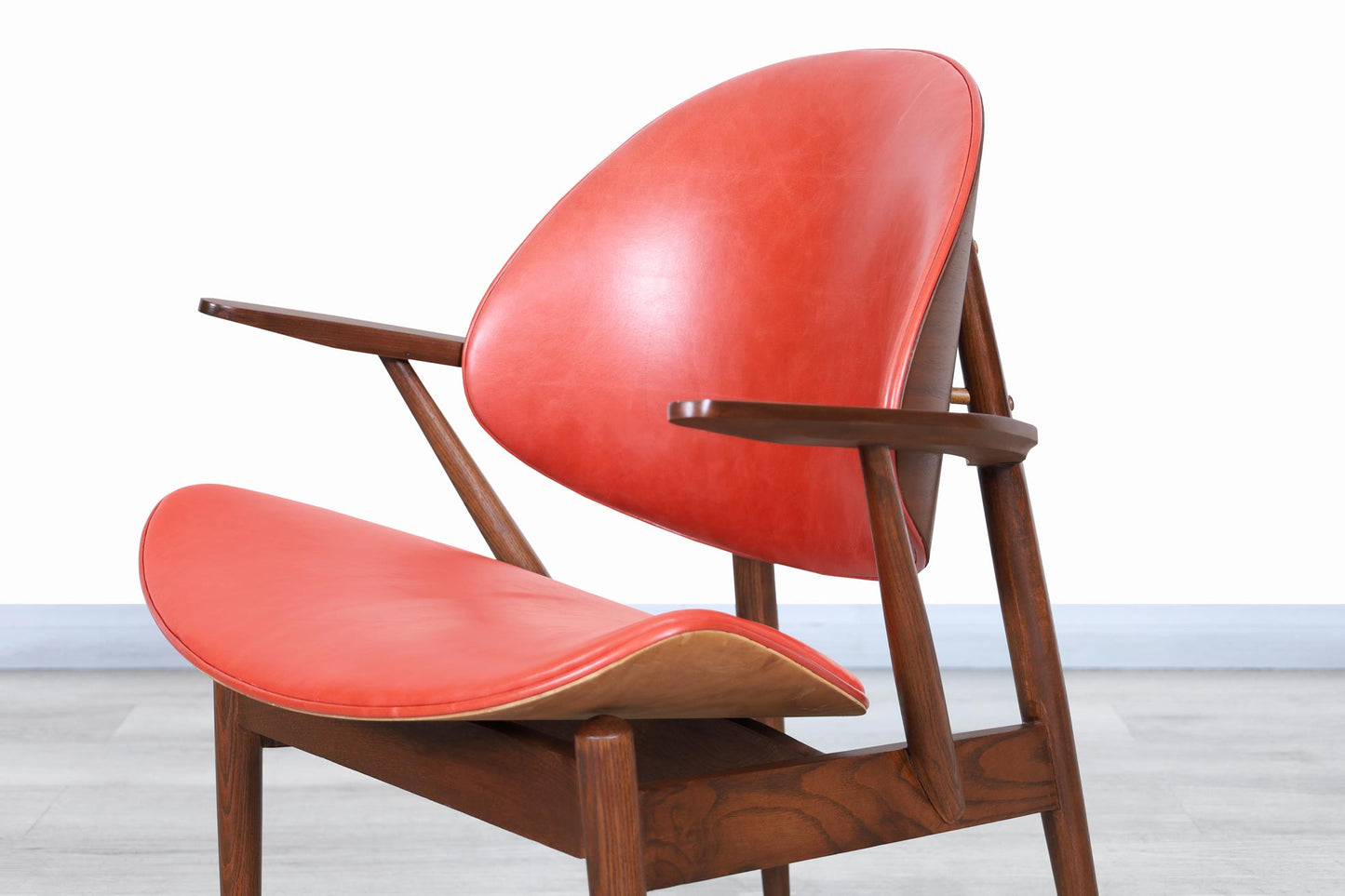 Vintage Leather "Clam Shell" Armchair by Seymour J. Wiener for Kodawood