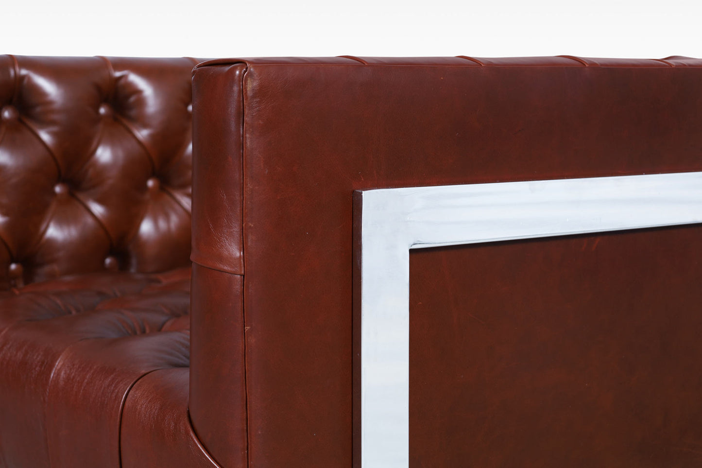 Vintage Leather Diamond Tufted Lounge Chairs by Milo Baughman