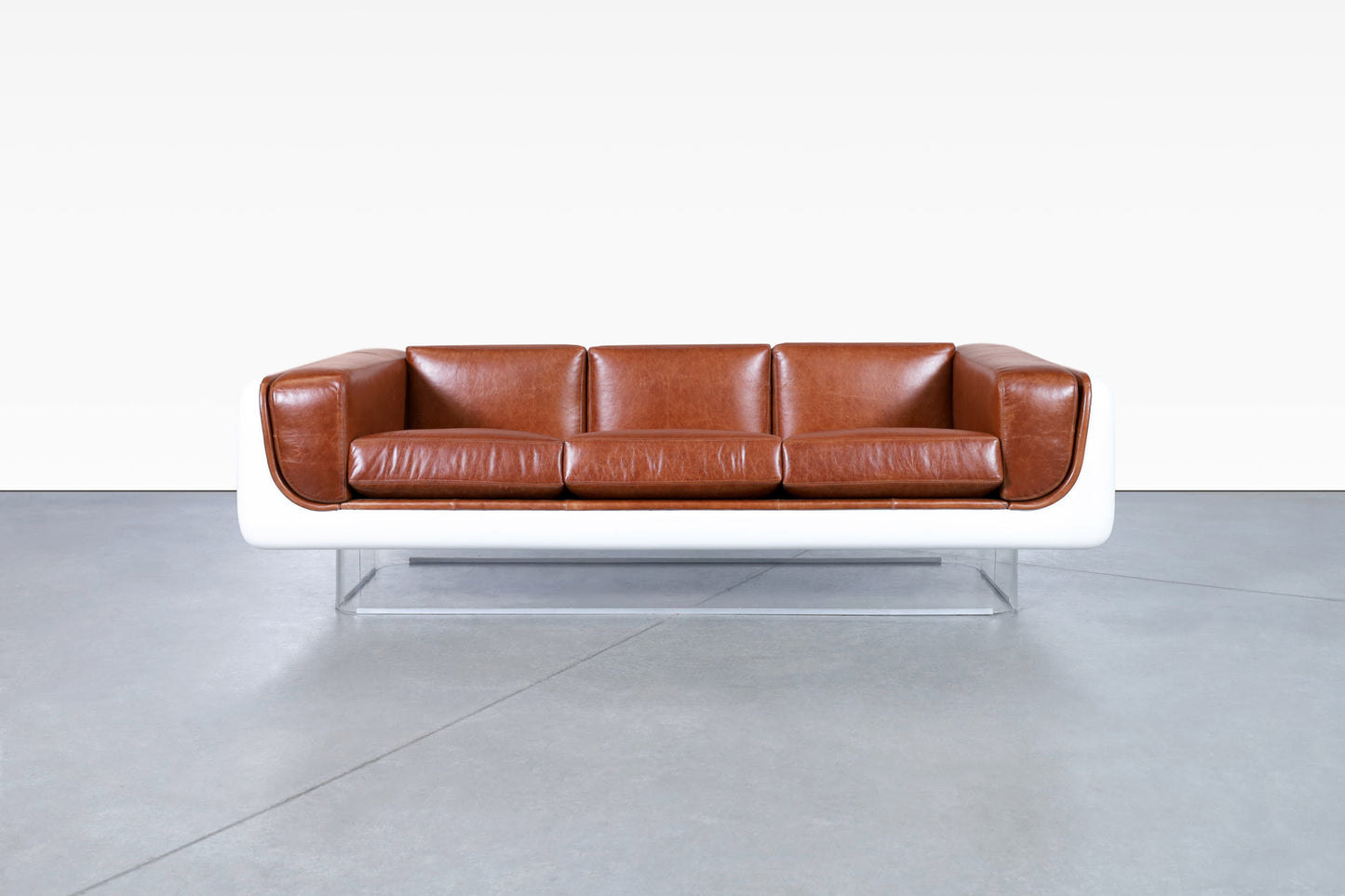 Vintage Leather and Lucite Floating Sofa by William C. Andrus for Steelcase