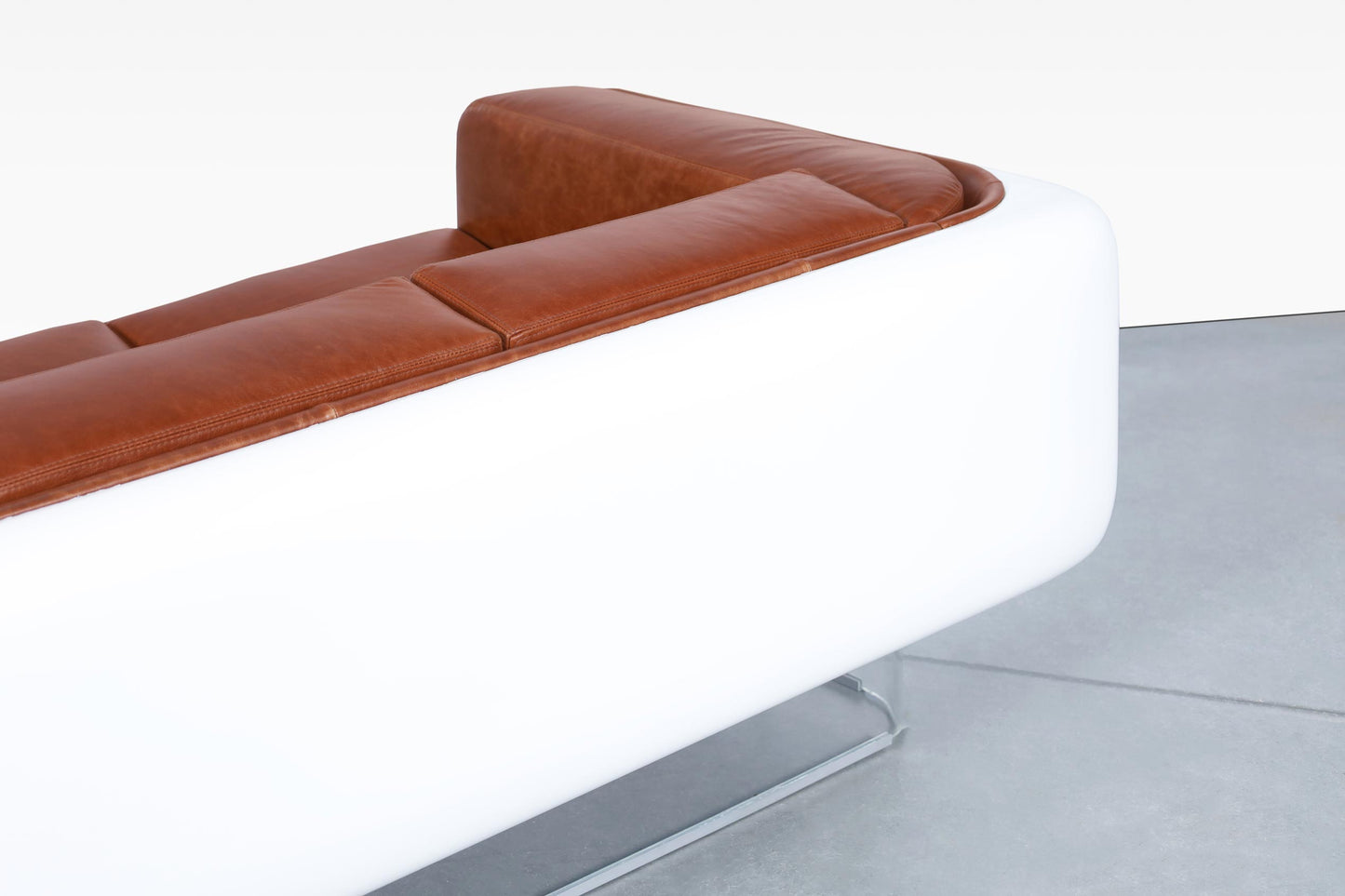 Vintage Leather and Lucite Floating Sofa by William C. Andrus for Steelcase