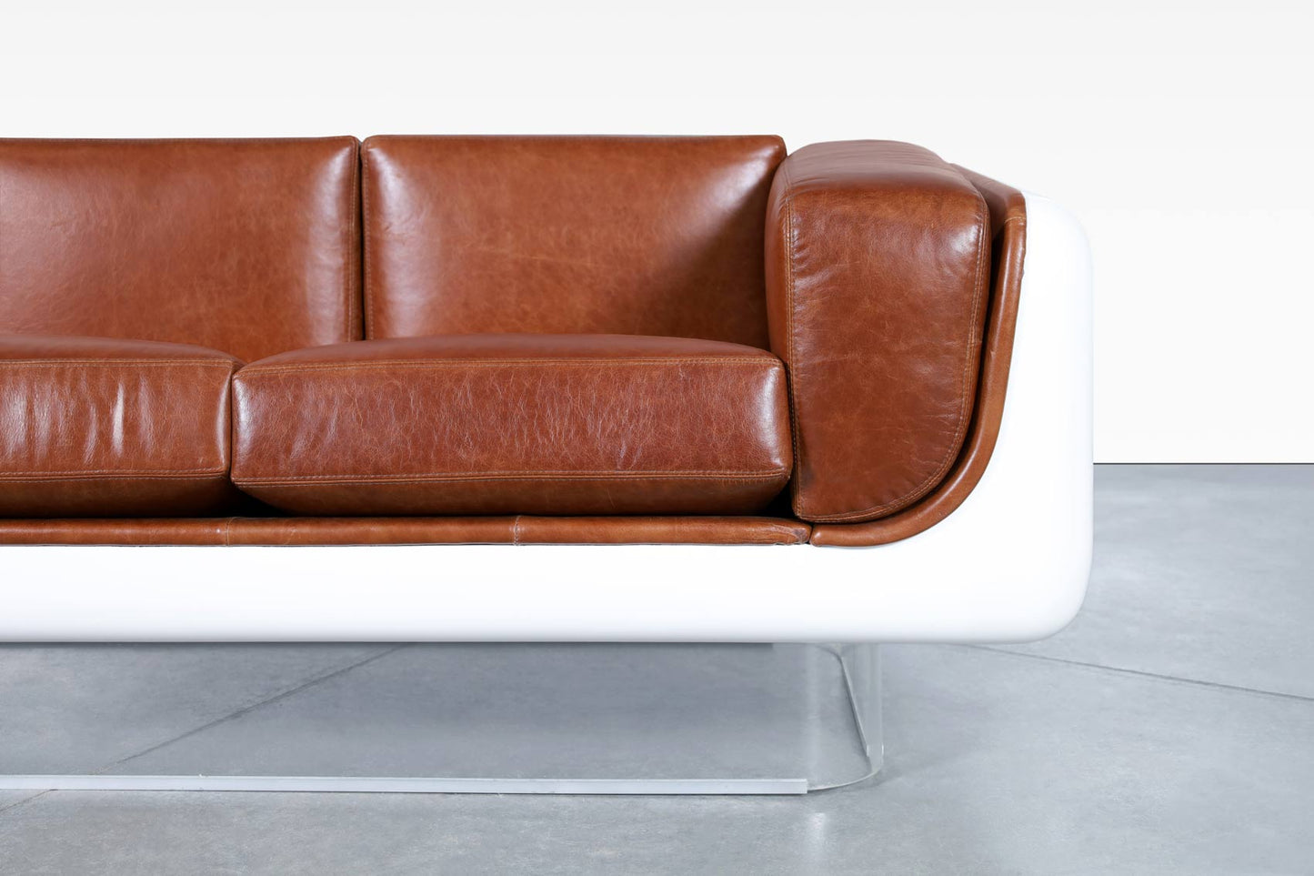 Vintage Leather and Lucite Floating Sofa by William C. Andrus for Steelcase