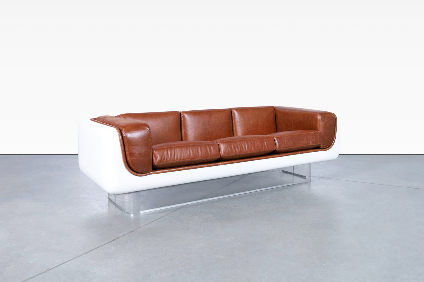 Vintage Leather and Lucite Floating Sofa by William C. Andrus for Steelcase