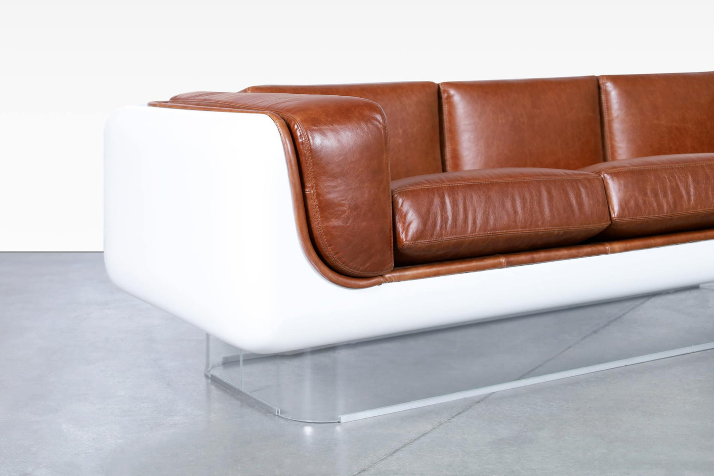 Vintage Leather and Lucite Floating Sofa by William C. Andrus for Steelcase