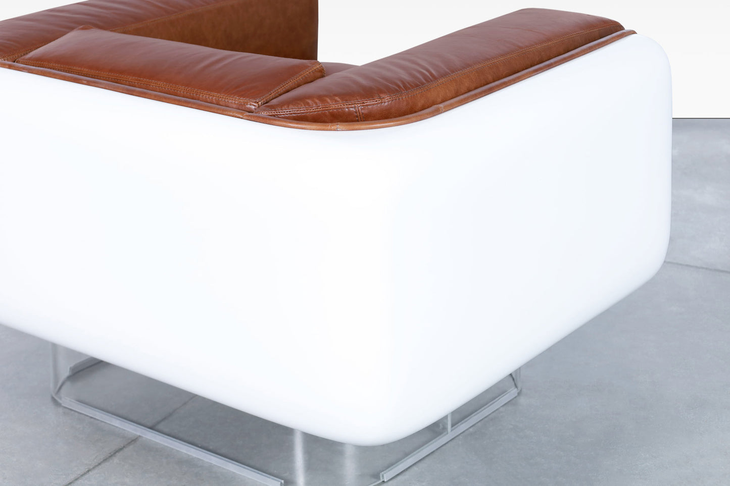 Vintage Leather and Lucite Lounge Chairs by William C. Andrus for Steelcase