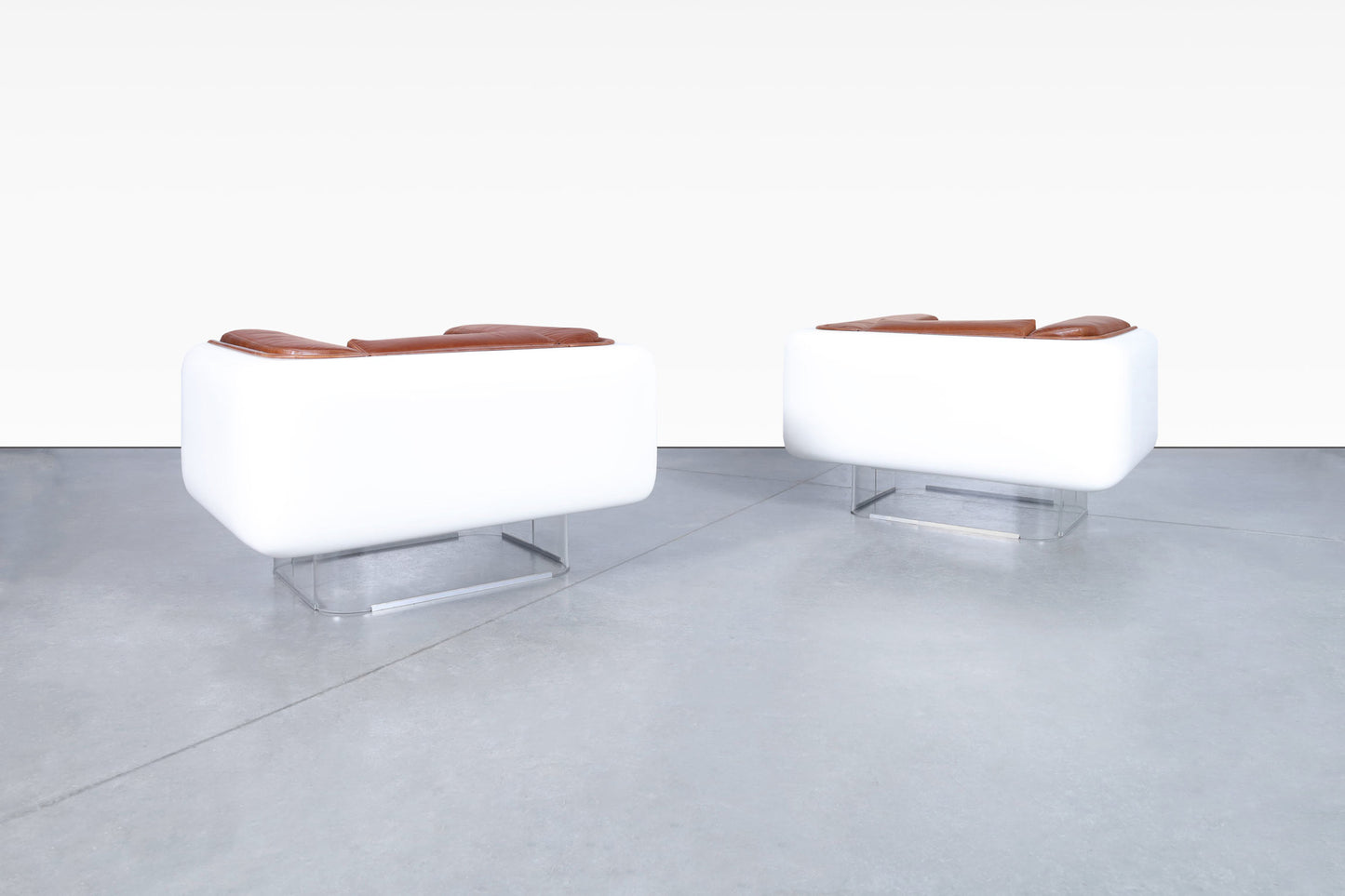 Vintage Leather and Lucite Lounge Chairs by William C. Andrus for Steelcase