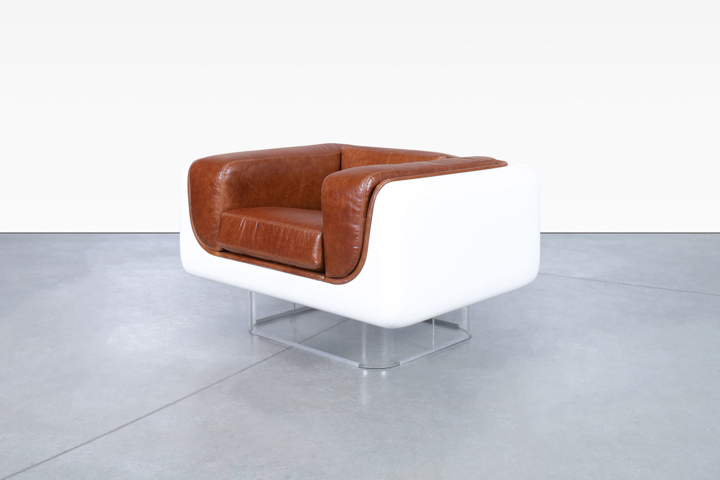 Vintage Leather and Lucite Lounge Chairs by William C. Andrus for Steelcase