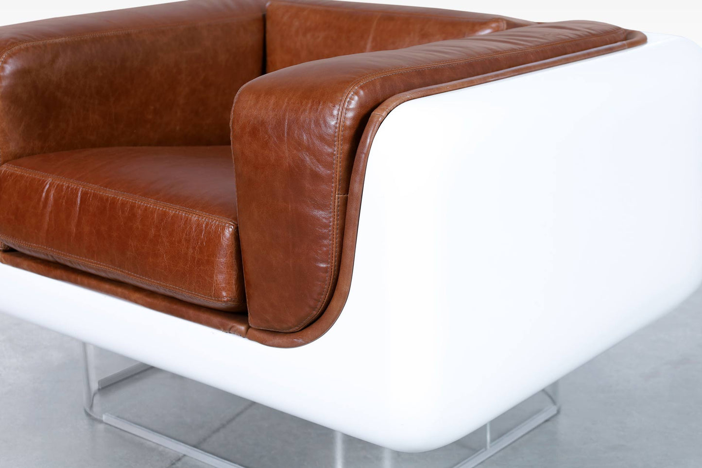 Vintage Leather and Lucite Lounge Chairs by William C. Andrus for Steelcase