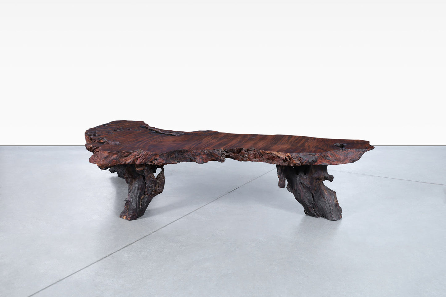 Vintage Live Edge Redwood Burl Coffee Table