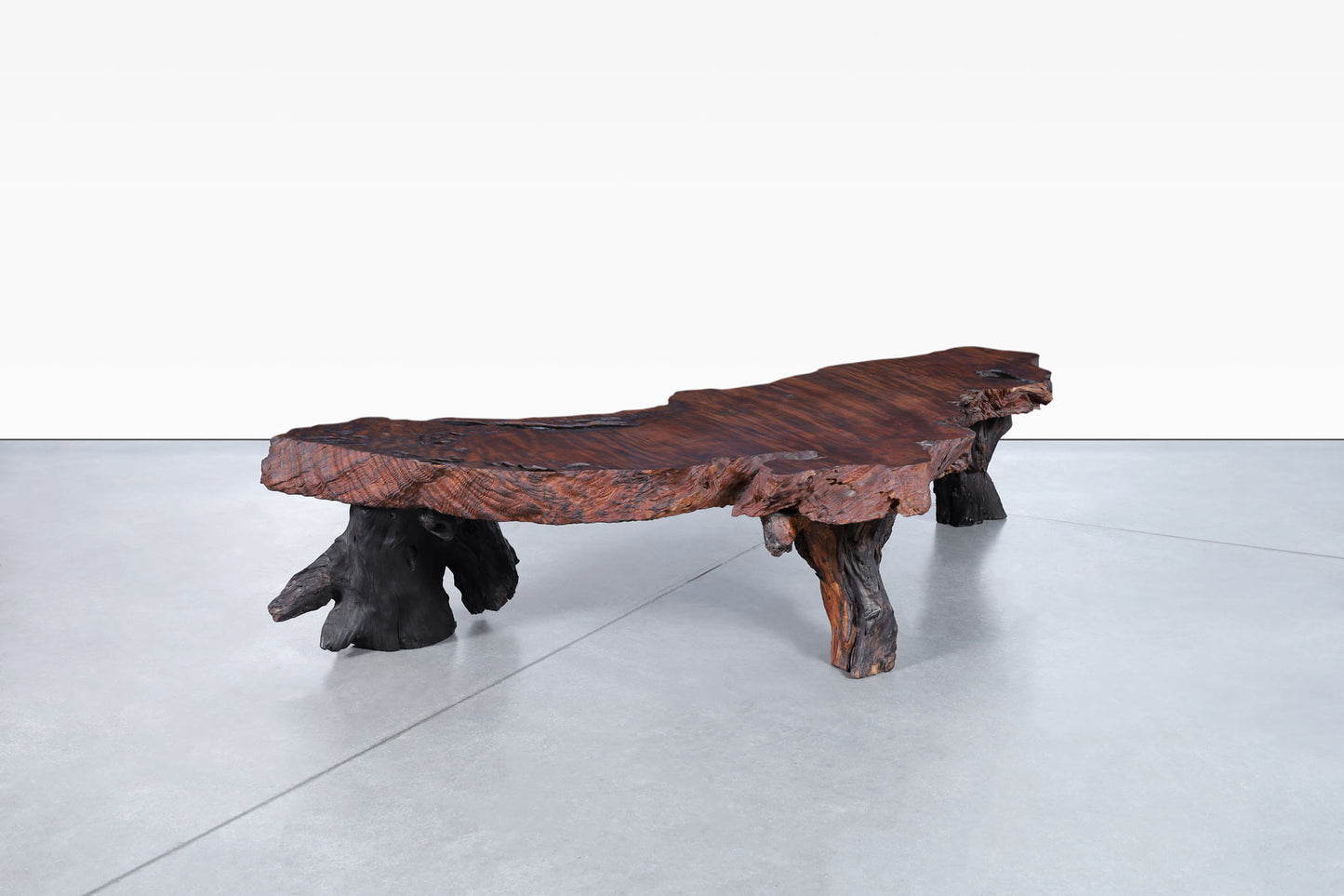 Vintage Live Edge Redwood Burl Coffee Table