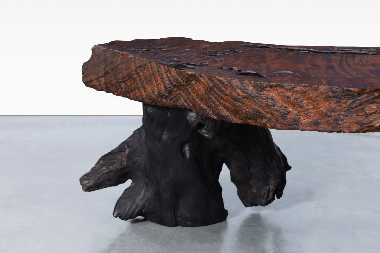 Vintage Live Edge Redwood Burl Coffee Table