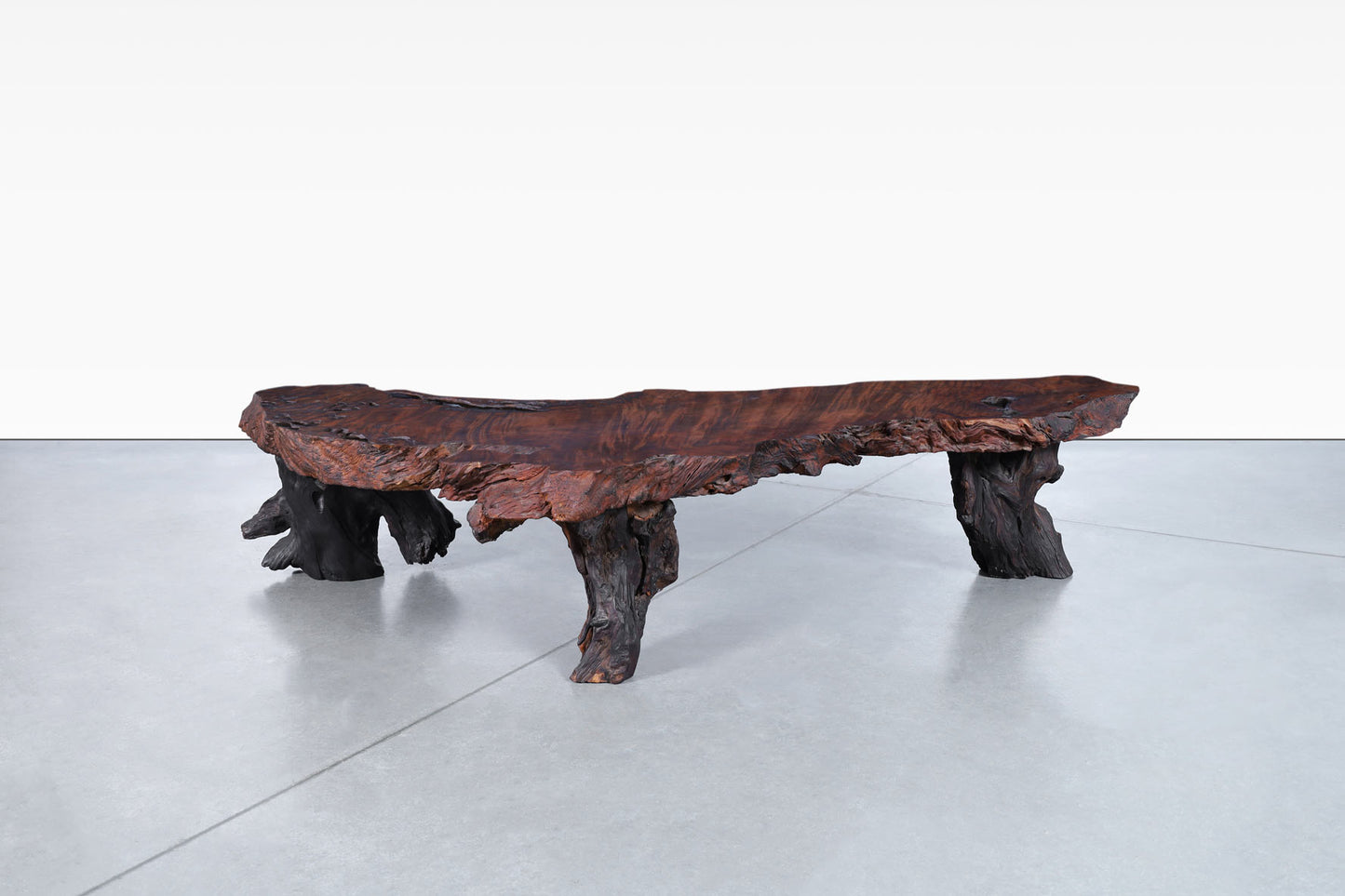 Vintage Live Edge Redwood Burl Coffee Table