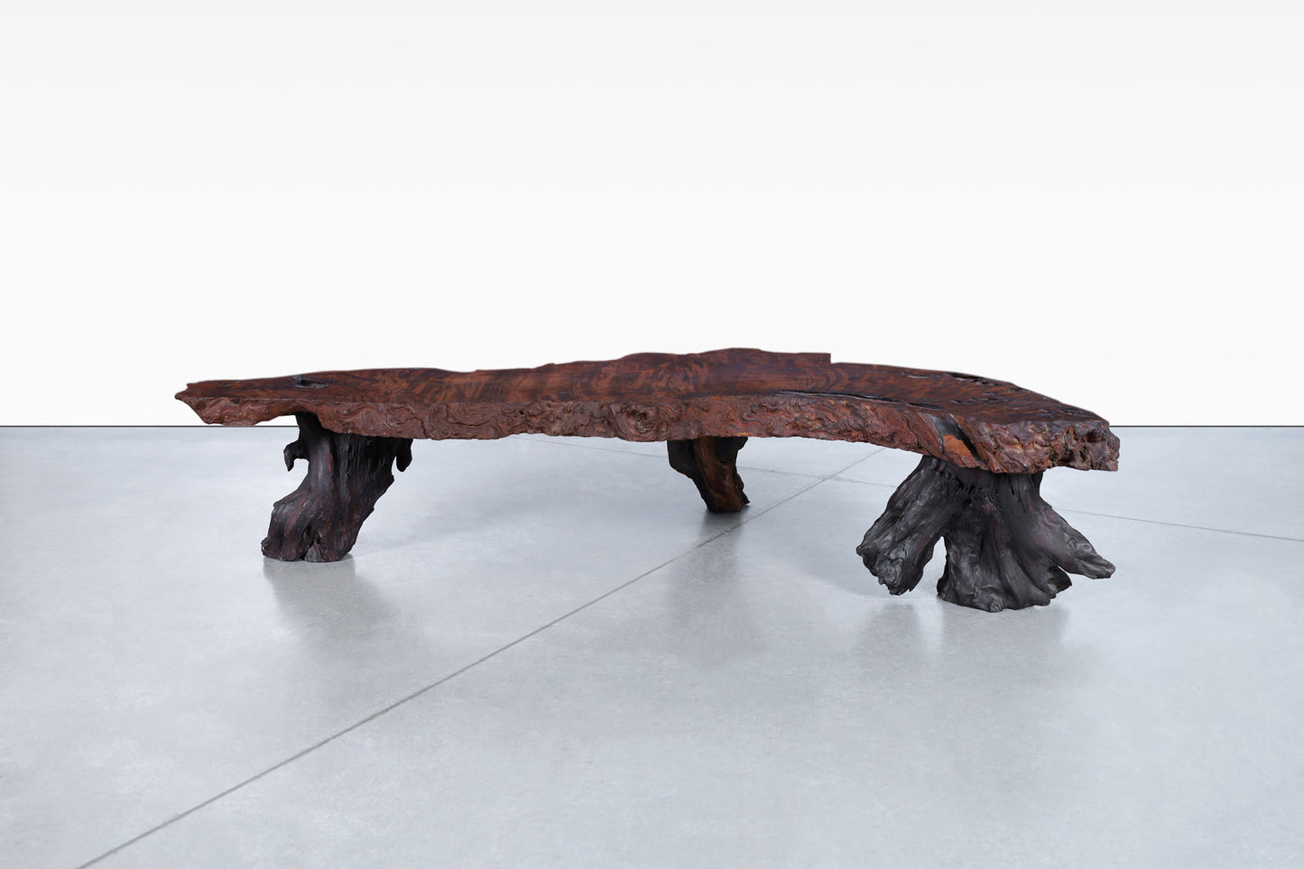 Vintage Live Edge Redwood Burl Coffee Table