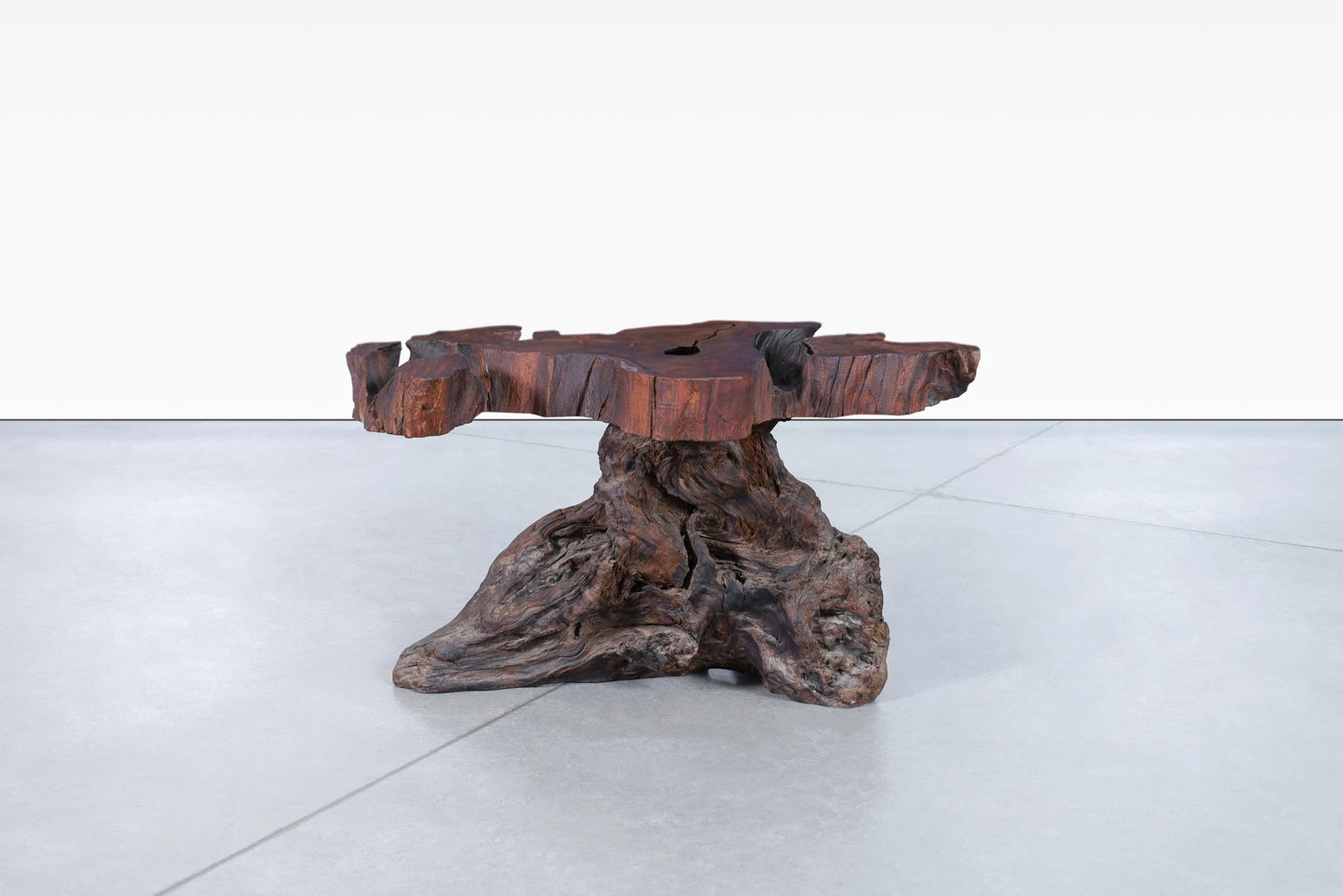Vintage Live Edge Redwood Burl Side Tables