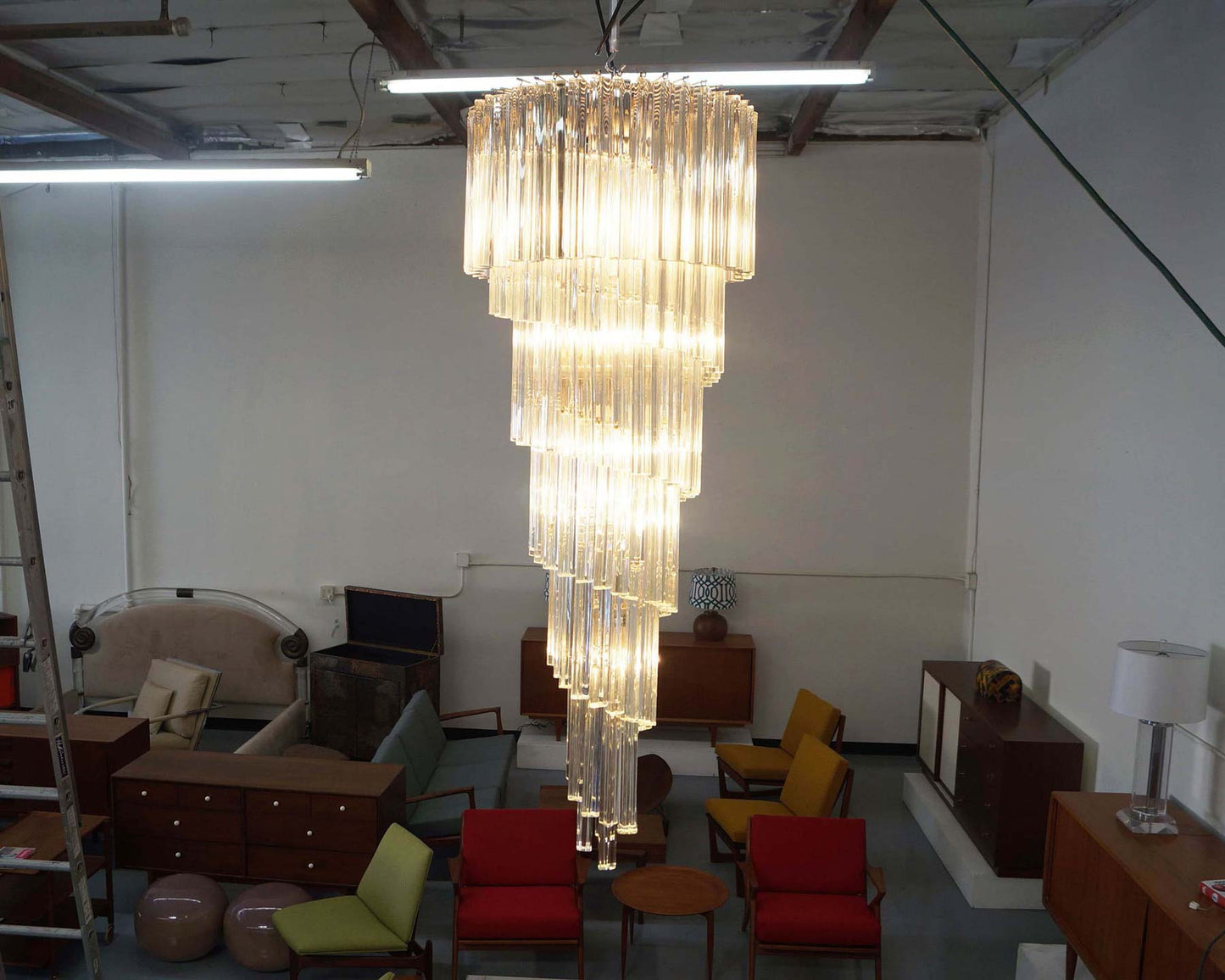 Vintage Spiral Murano Glass Chandelier by Venini