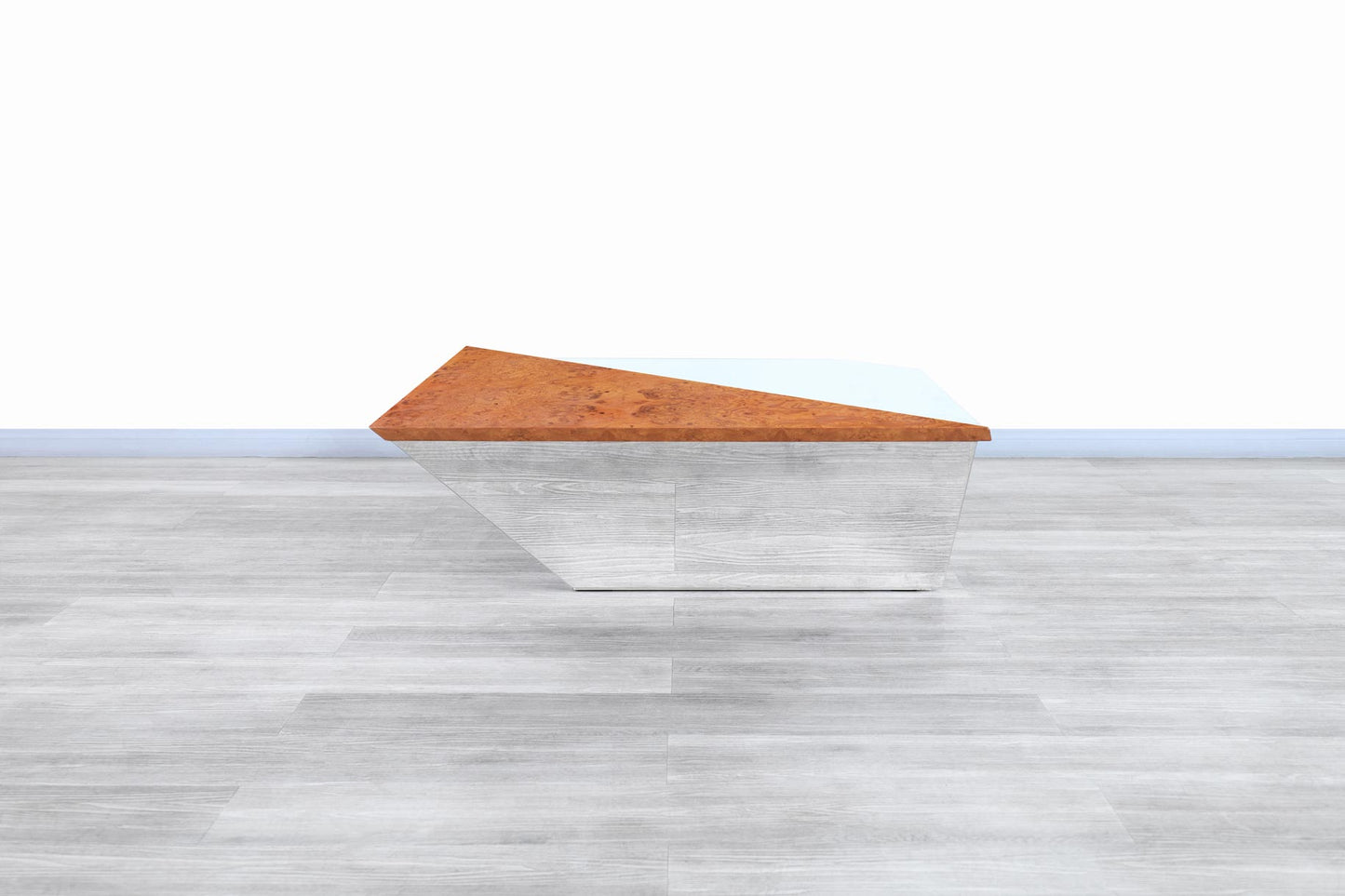 Vintage Stainless Steel Cantilevered Coffee Table Attributed to Brueton