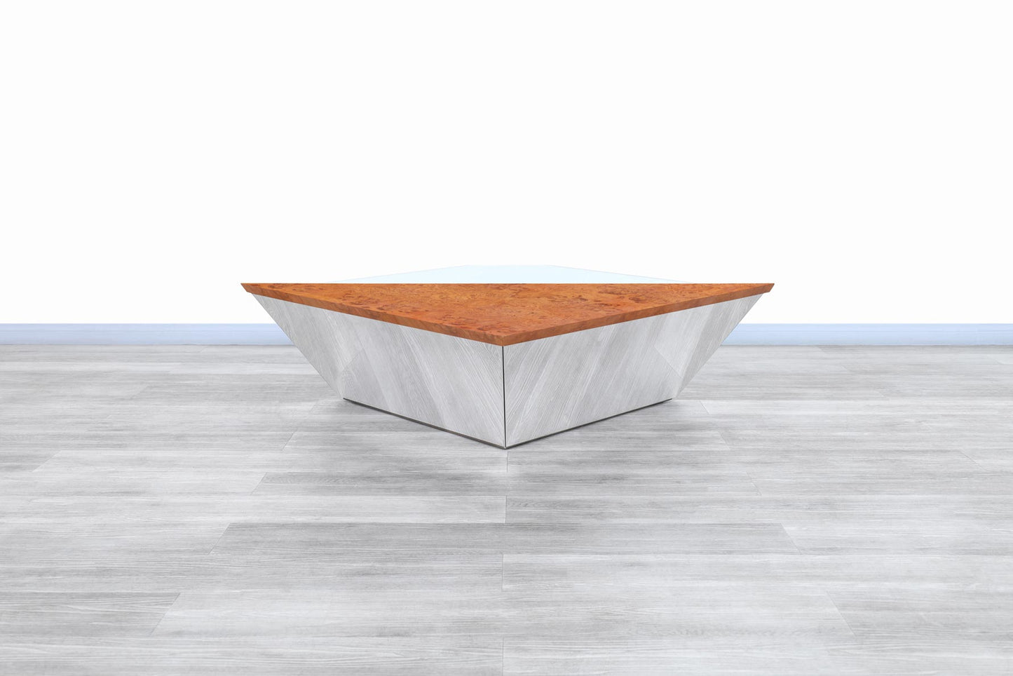 Vintage Stainless Steel Cantilevered Coffee Table Attributed to Brueton