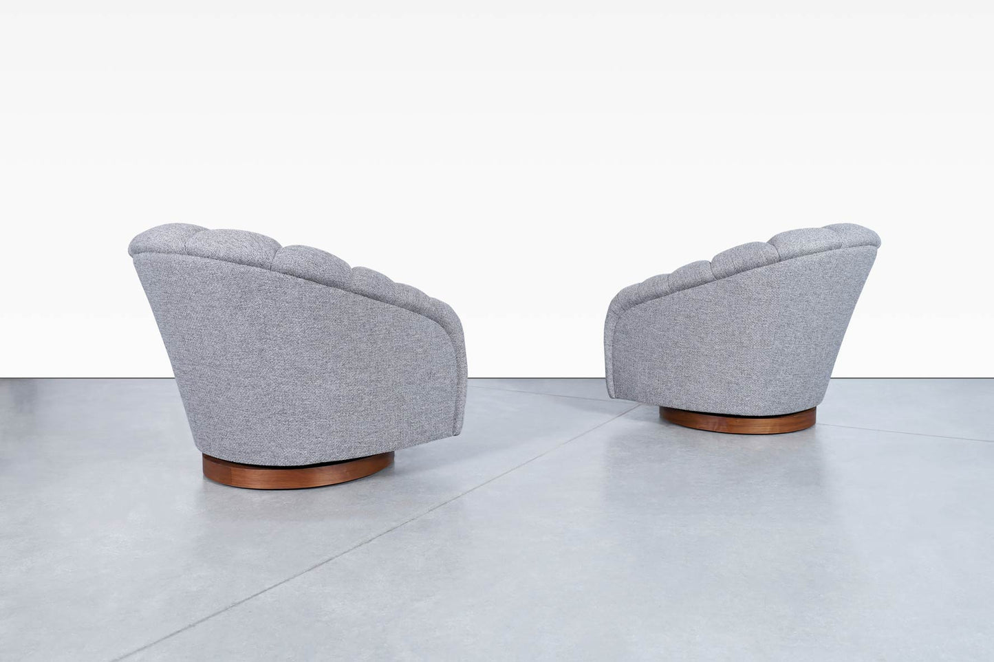 Vintage Walnut Swivel Lounge Chairs by Directional