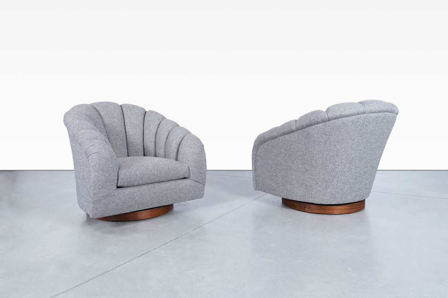 Vintage Walnut Swivel Lounge Chairs by Directional