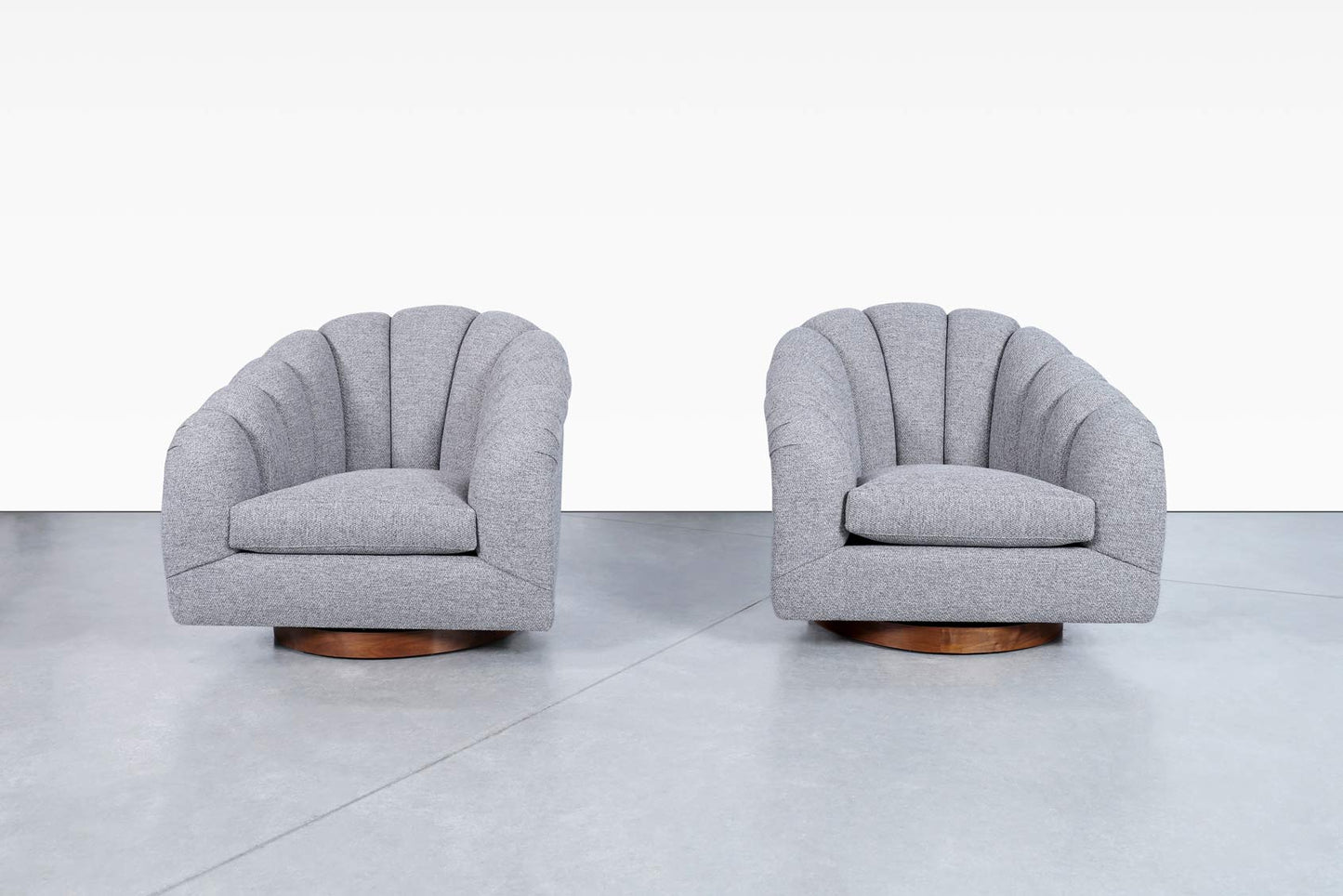 Vintage Walnut Swivel Lounge Chairs by Directional