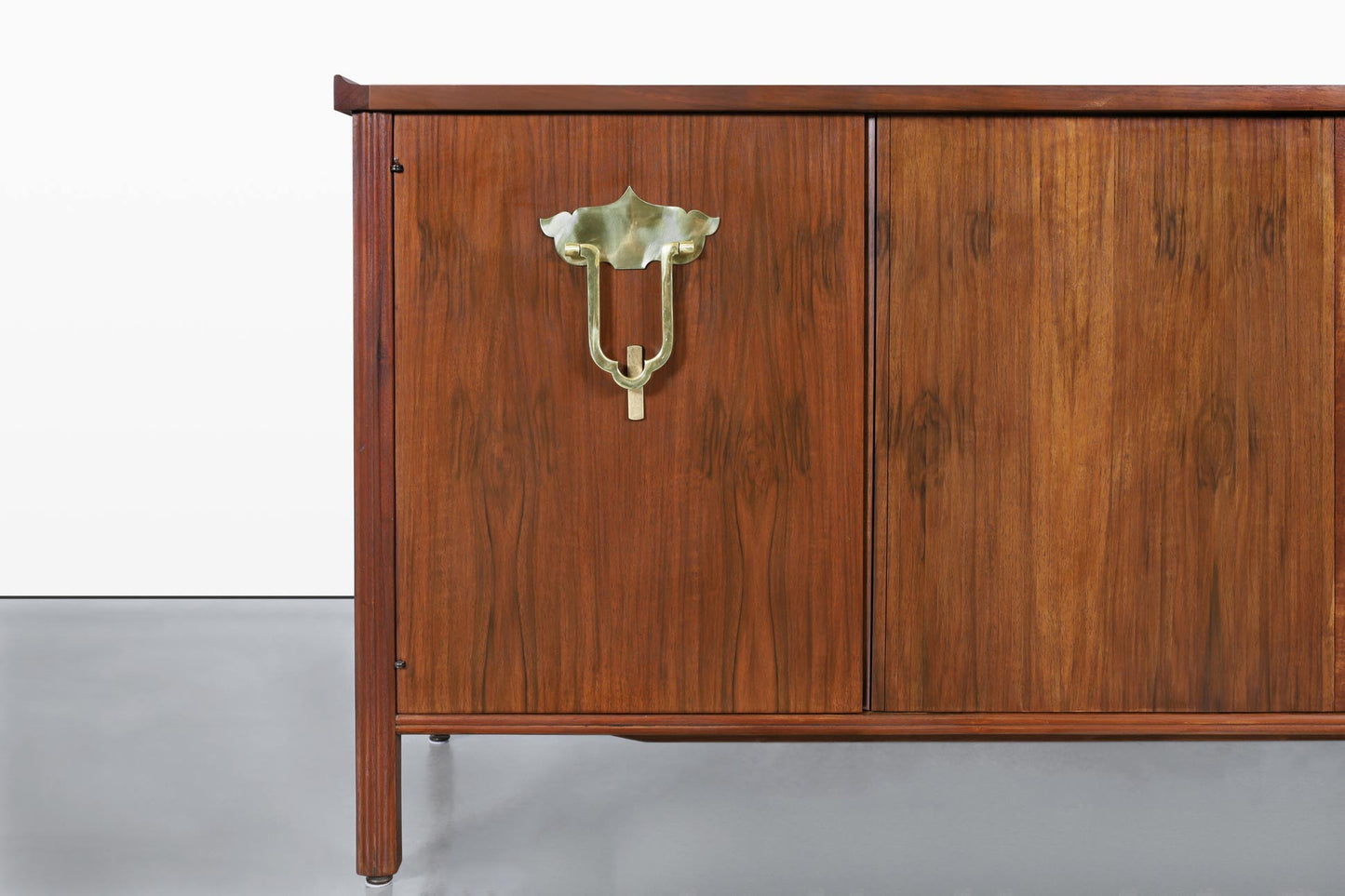 Vintage Walnut Tambour Door Credenza by Bert England for John Widdicomb