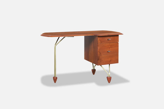 American Craftsmanship Walnut Desk Attributed to John Keal
