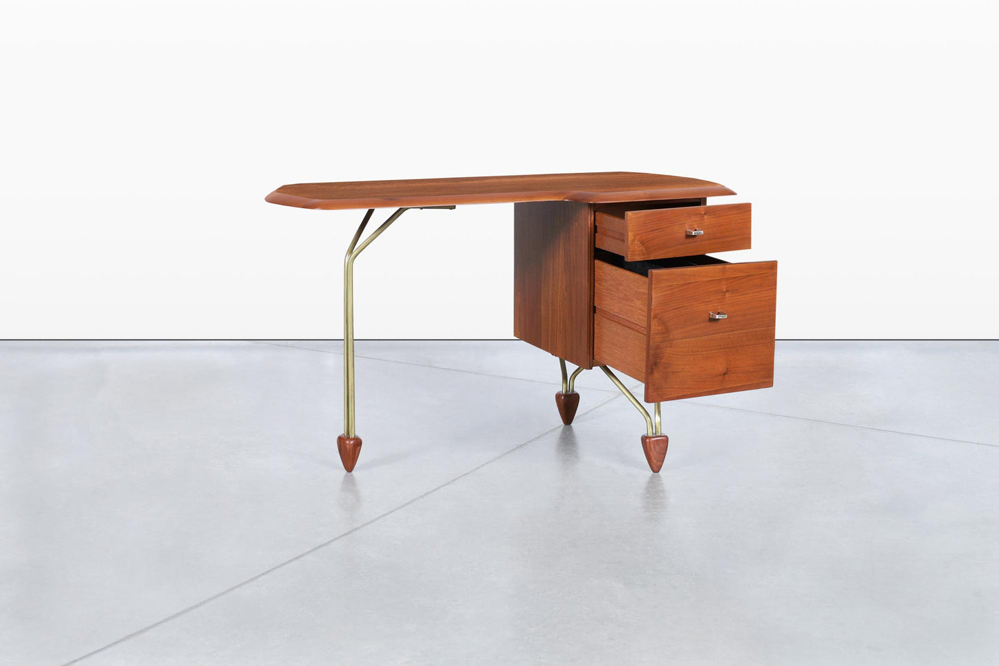 American Craftsmanship Walnut Desk Attributed to John Keal