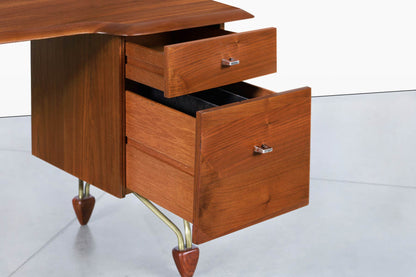 American Craftsmanship Walnut Desk Attributed to John Keal