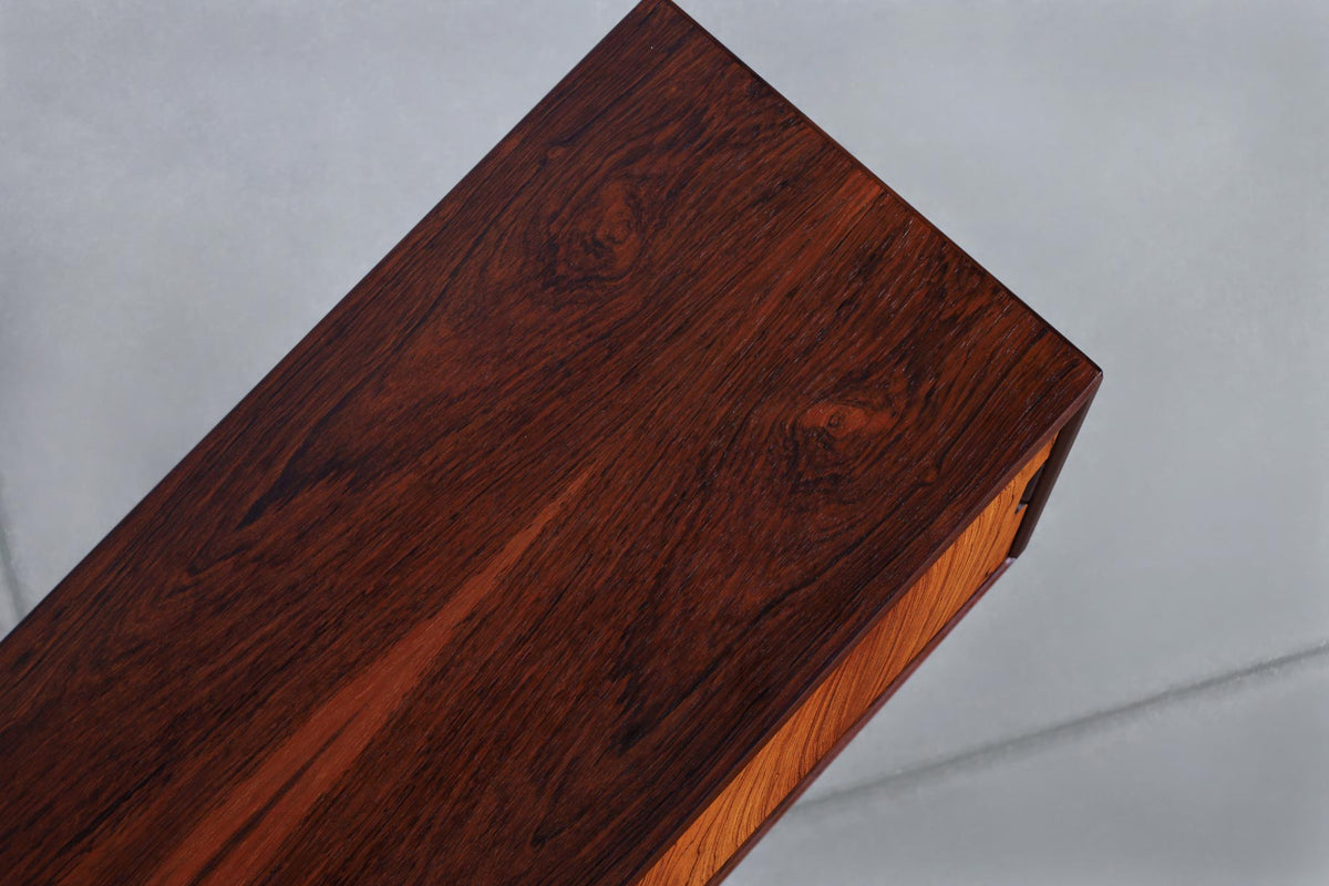 Danish Brazilian Rosewood Credenza on Architectural Base by Knud Nielsen
