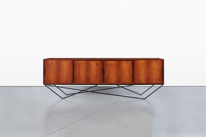 Danish Brazilian Rosewood Credenza on Architectural Base by Knud Nielsen