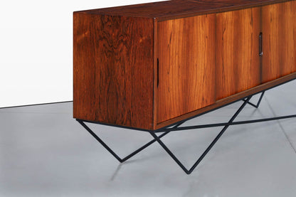 Danish Brazilian Rosewood Credenza on Architectural Base by Knud Nielsen